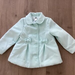 NEW Little Me Toddler Girls Pea Coat size 4T Mint Green Bows Detail GORGEOUS